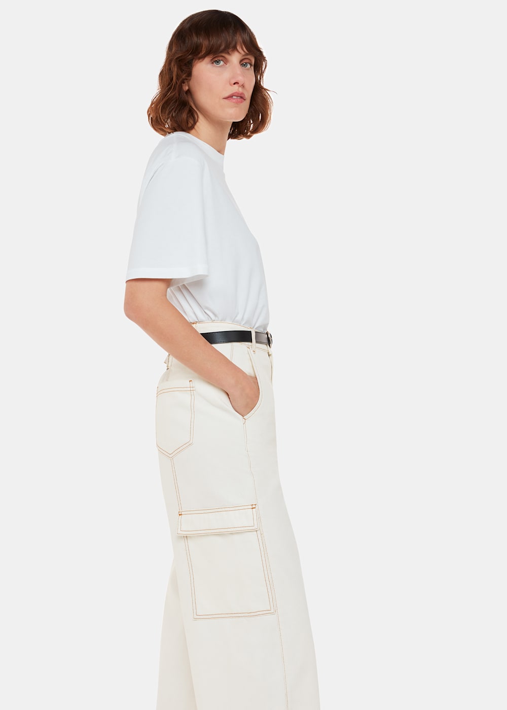 White Wide Leg Cargo Jean | WHISTLES | Whistles UK |