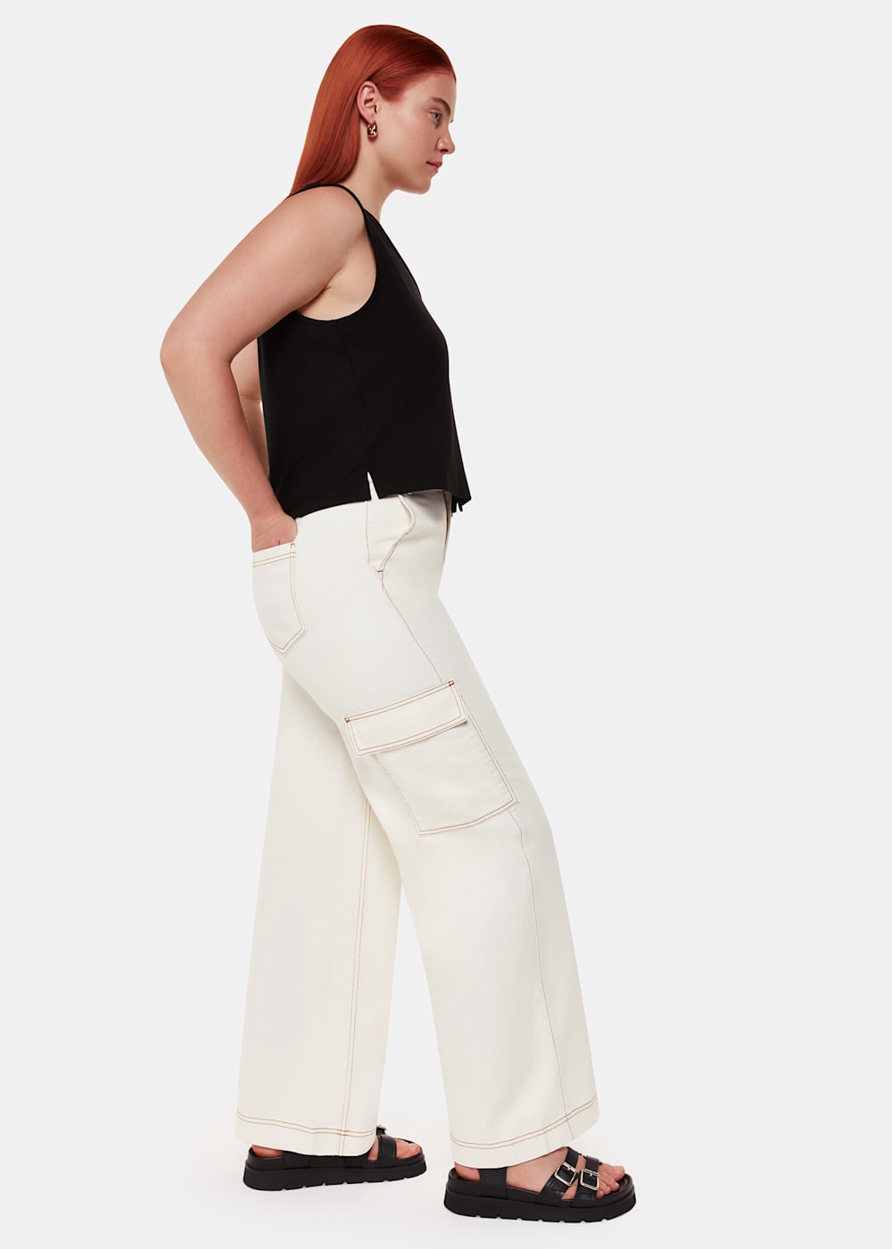 White Wide Leg Cargo Jean | WHISTLES | Whistles UK |