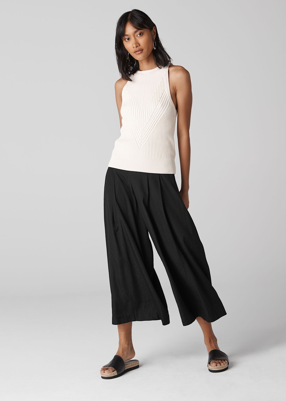 Pleated wide leg culottes sales