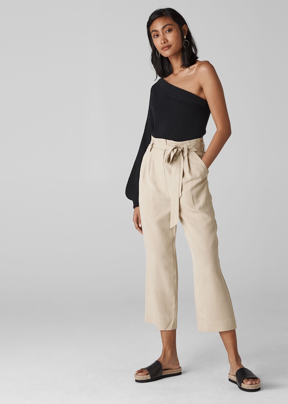 Belted paperbag trousers hotsell