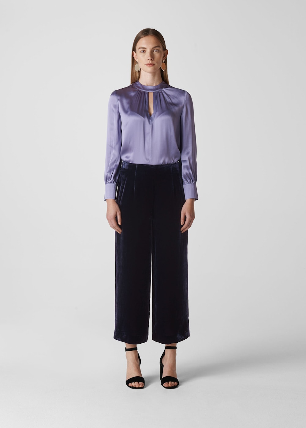 Purple cropped trousers online