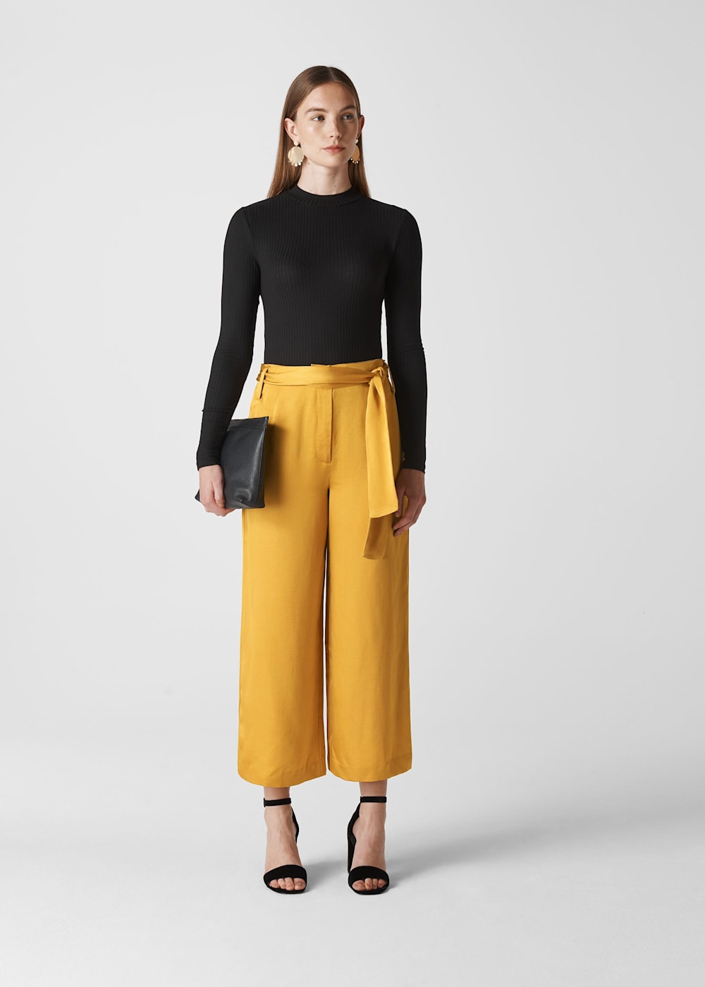Wide leg gold trousers online