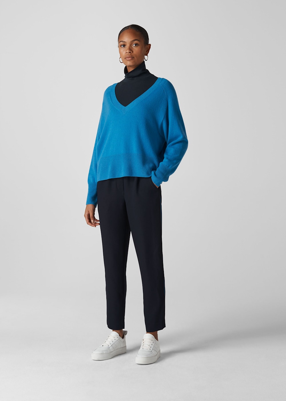 Navy trousers with side stripe hot sale