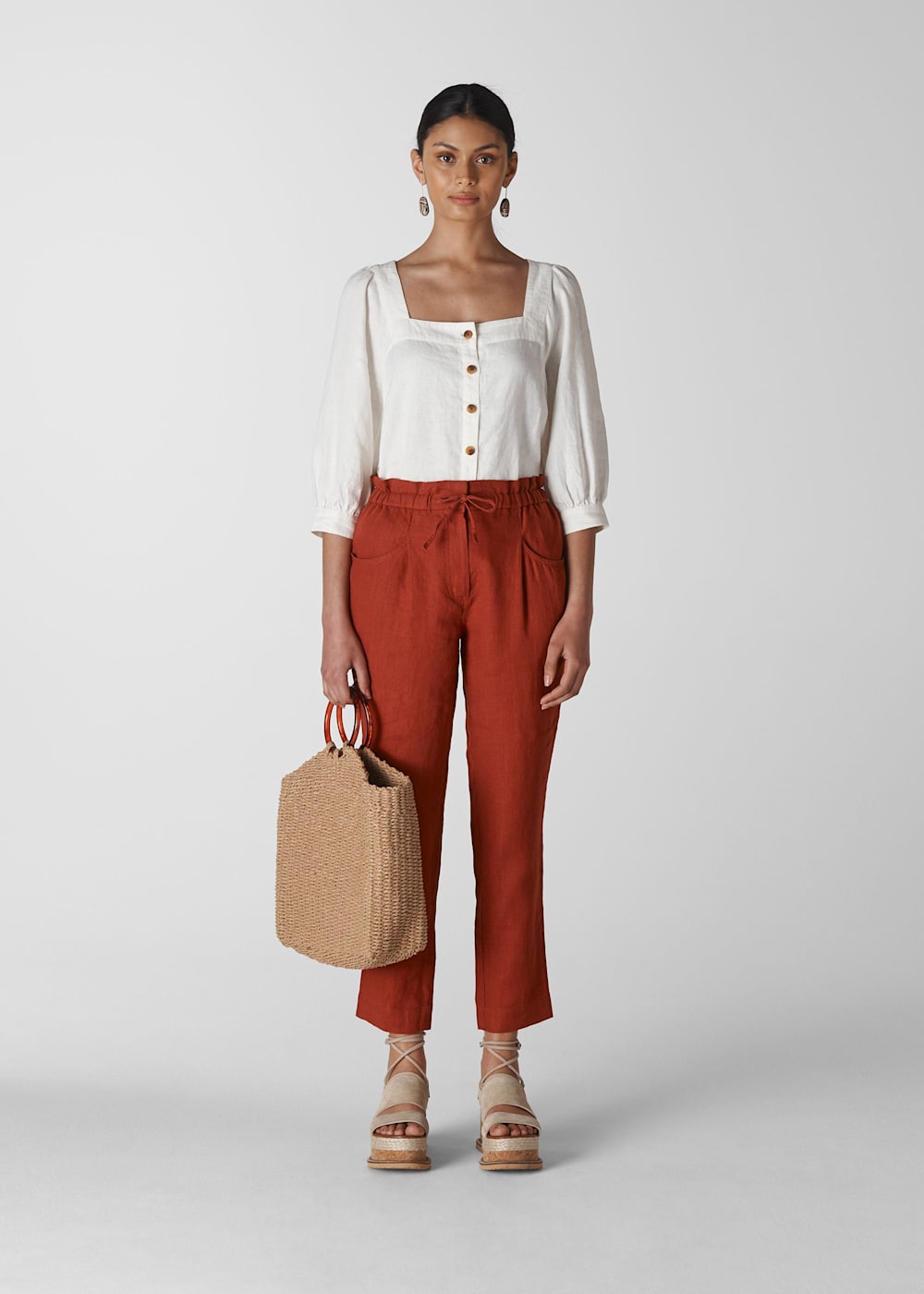 Rust Leanora Linen Trouser WHISTLES Whistles US