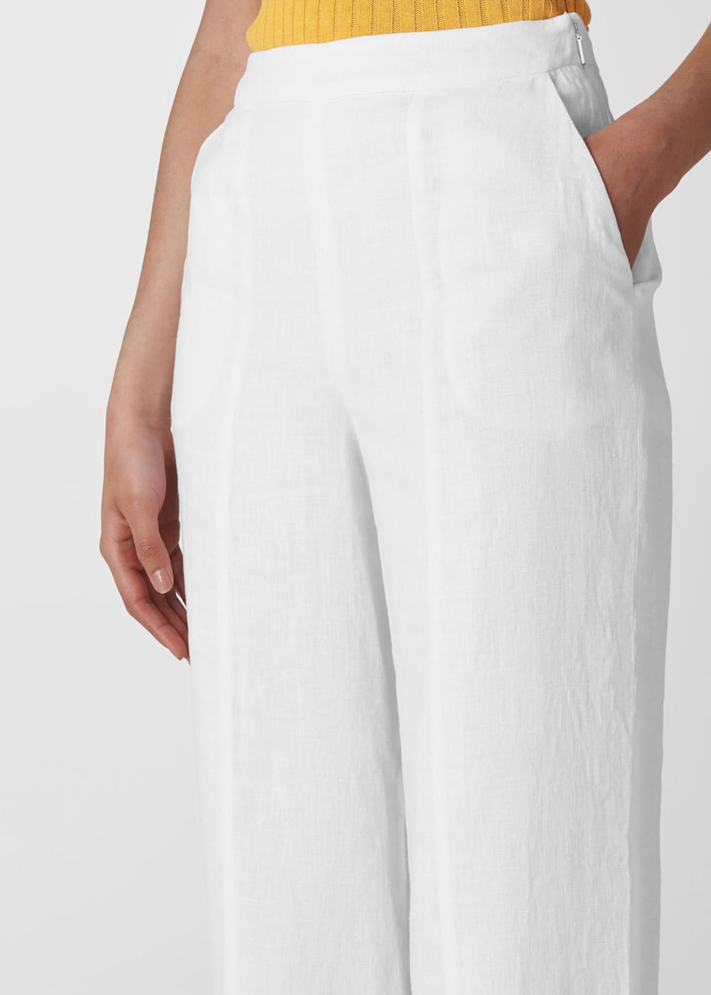 White linen capri trousers hot sale