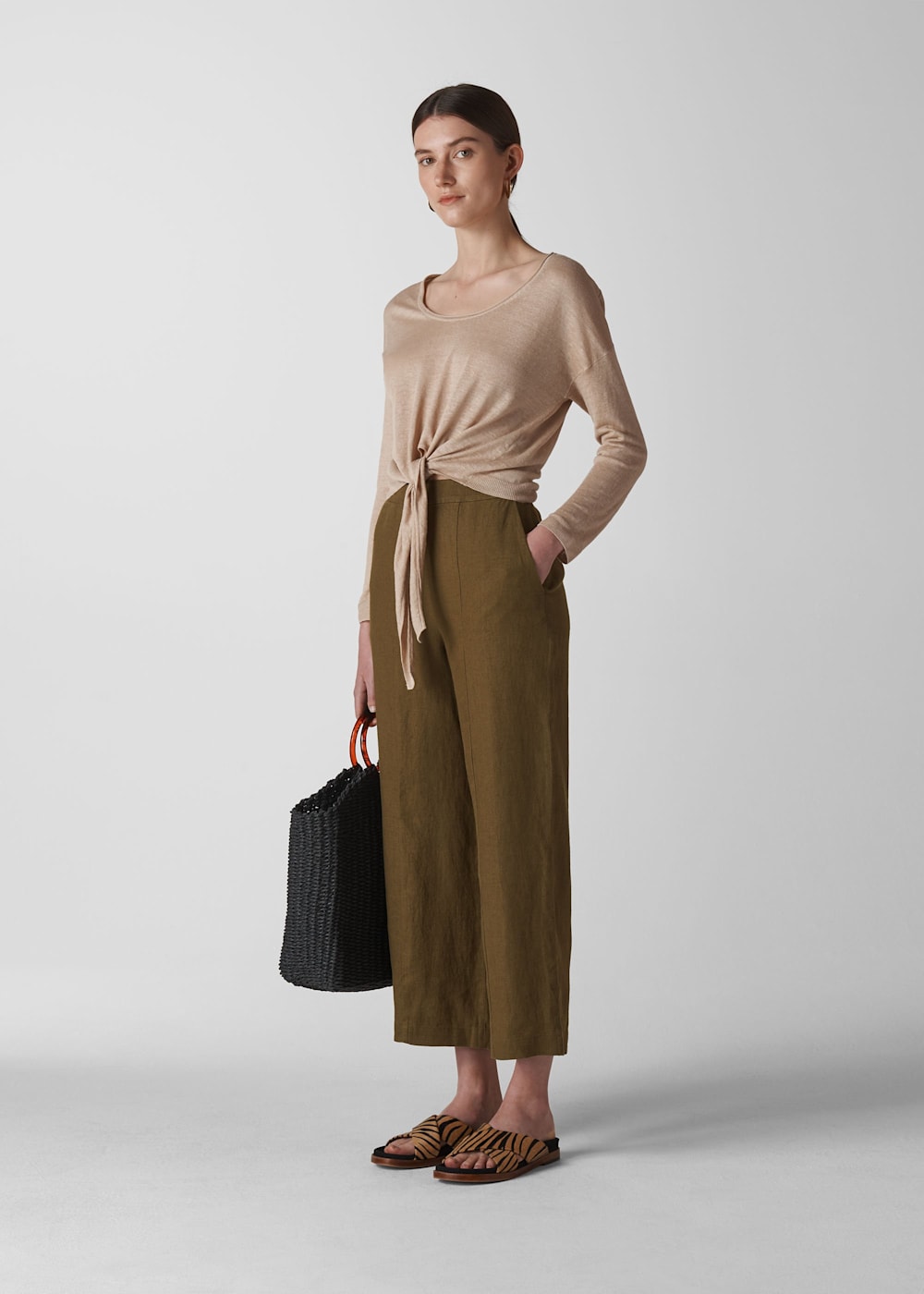 Olive wide leg trousers online