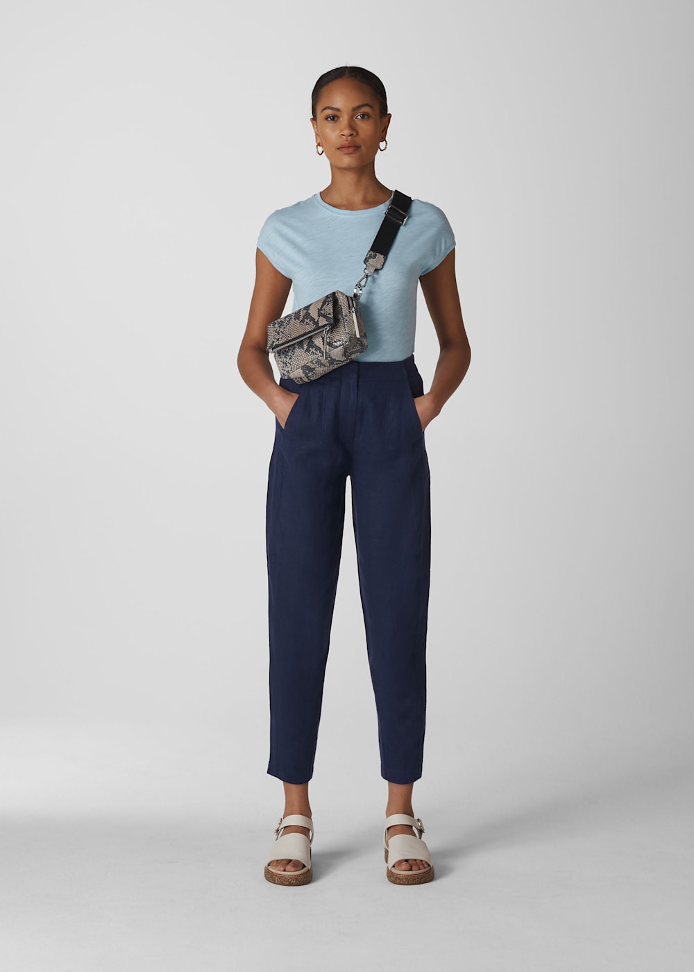 Whistles Linen Barrel leg Trousers Whistles Linen Barrel leg Trousers