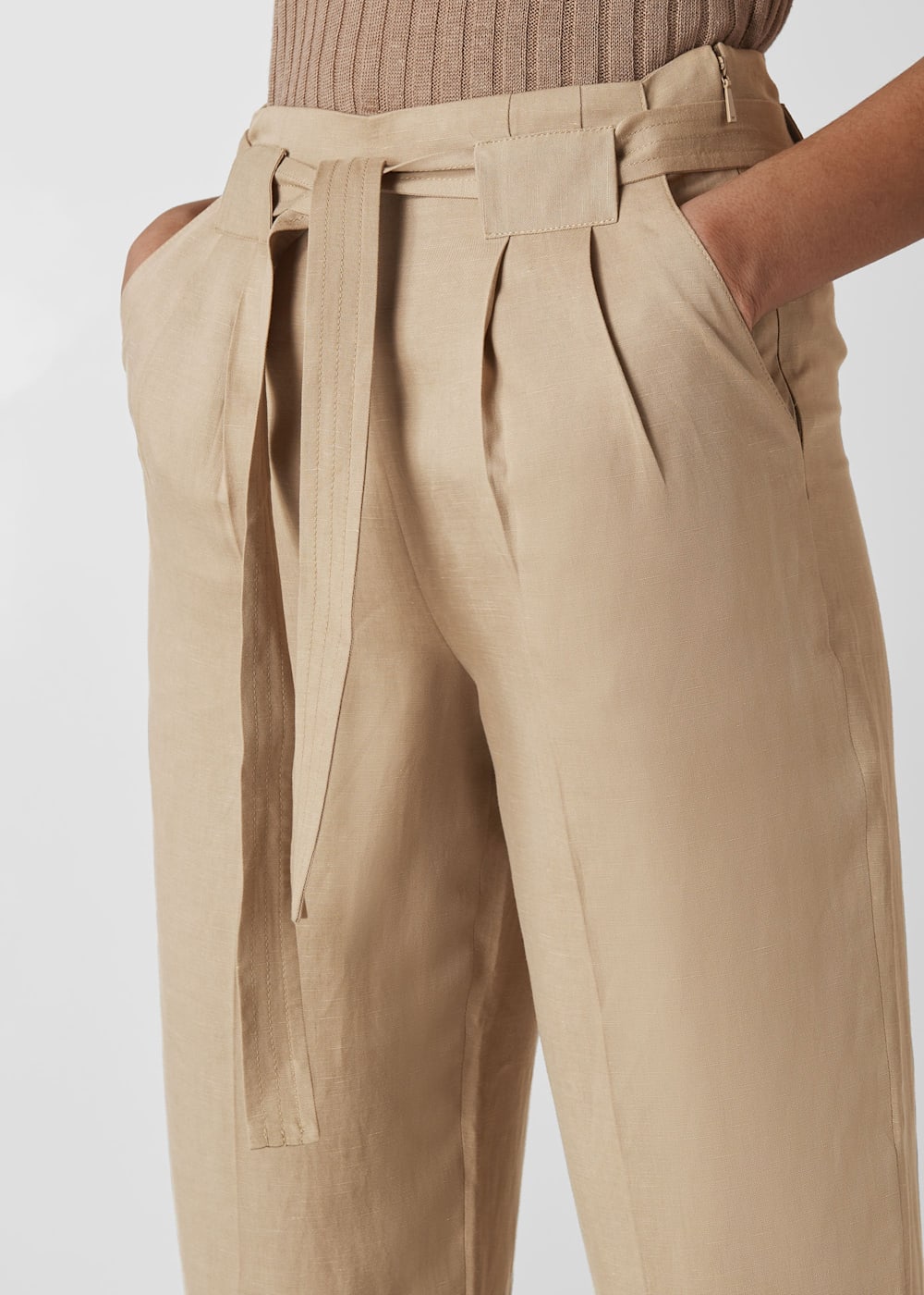 Belted cropped trousers on sale