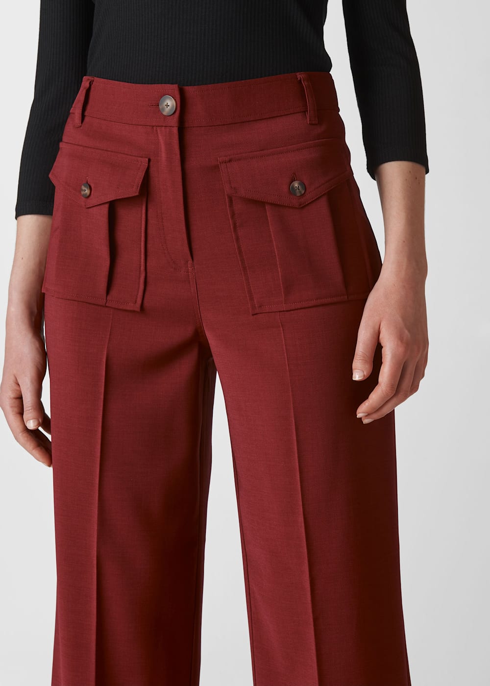 Burgundy Ella Pocket Front Trouser WHISTLES Whistles US