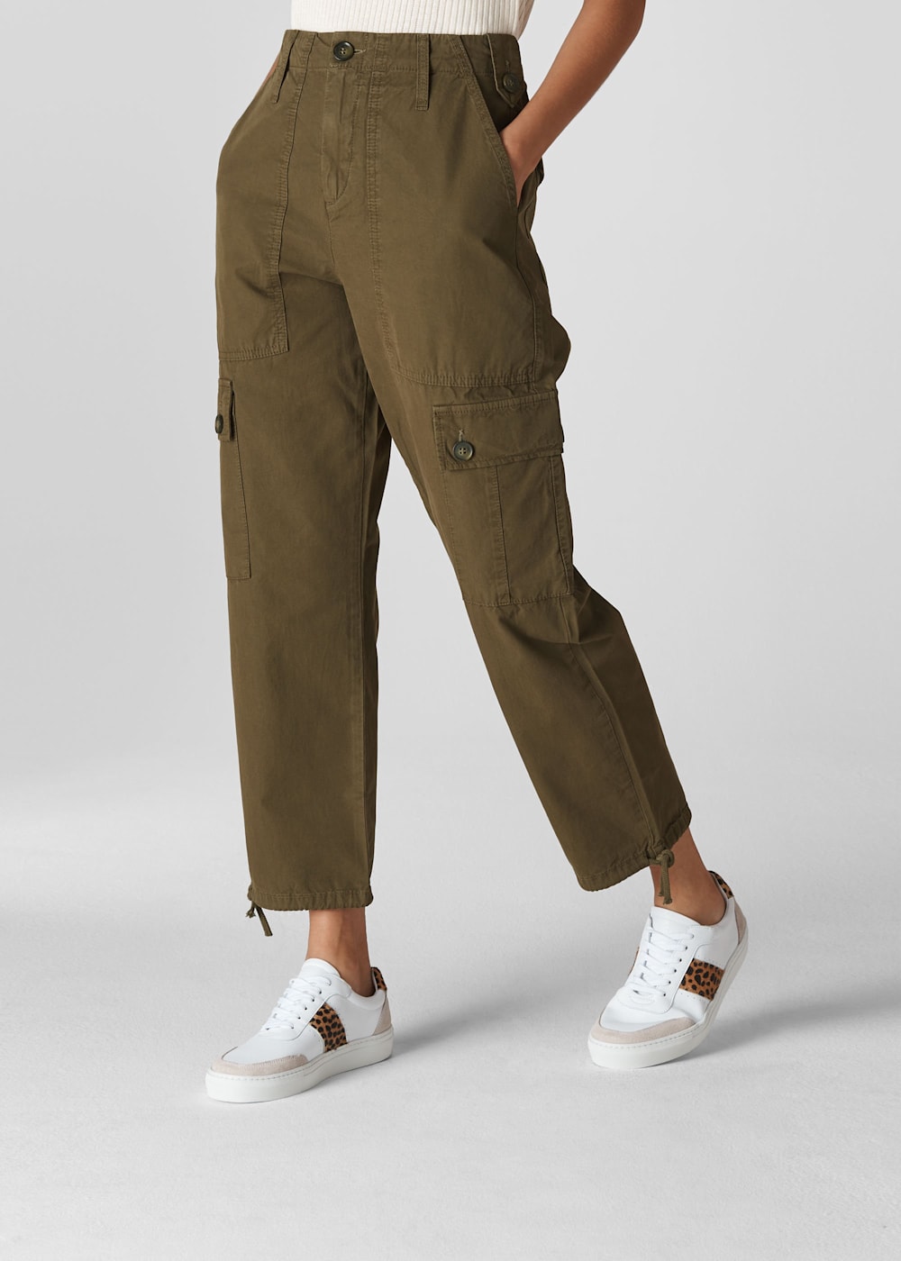Khaki Steffi Utility Cargo Trouser WHISTLES Whistles UK