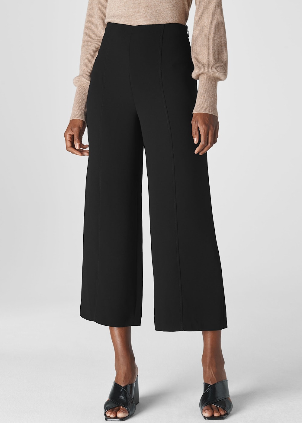Flat front cropped trousers discount