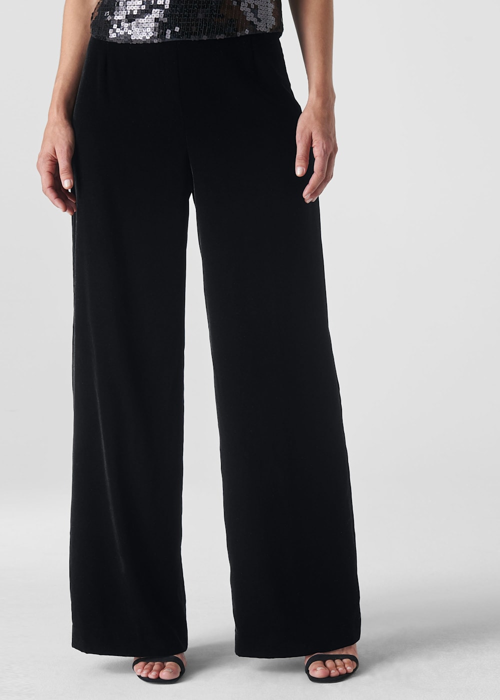 Black Velvet Wide Leg Trouser | WHISTLES | Whistles US | Black Velvet Wide Leg Trouser | WHISTLES | Whistles US |