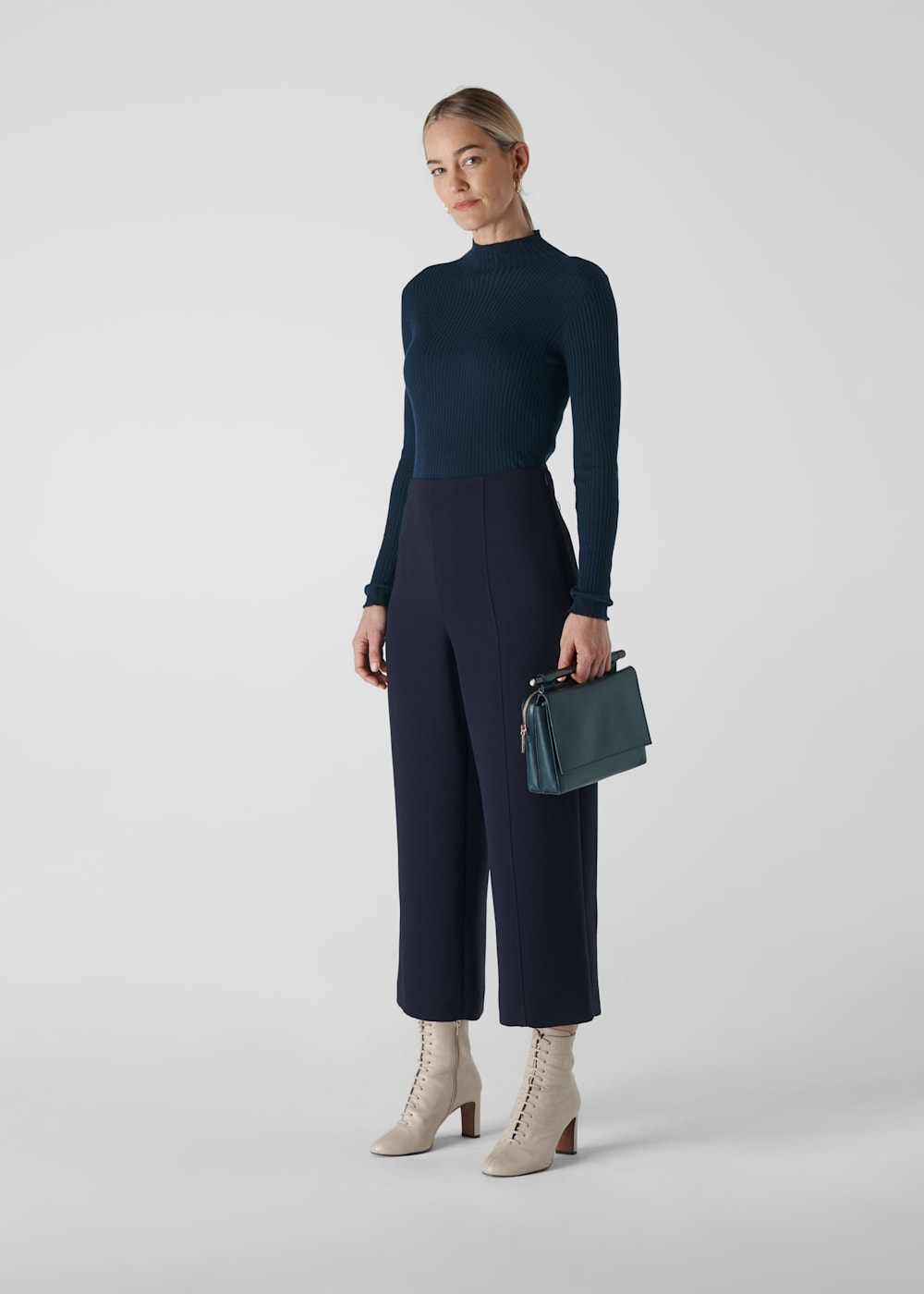 Navy cut off trousers best sale