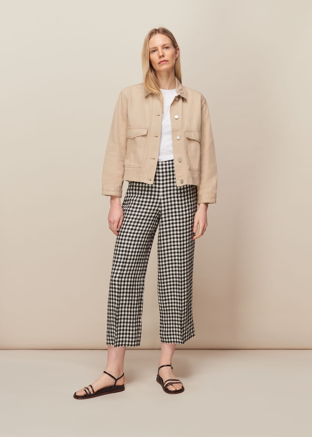 Ladies gingham trousers best sale