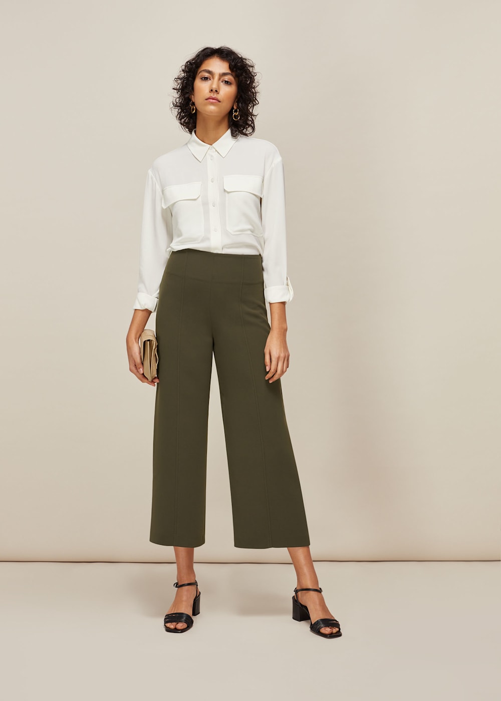 Flat front cropped trousers online