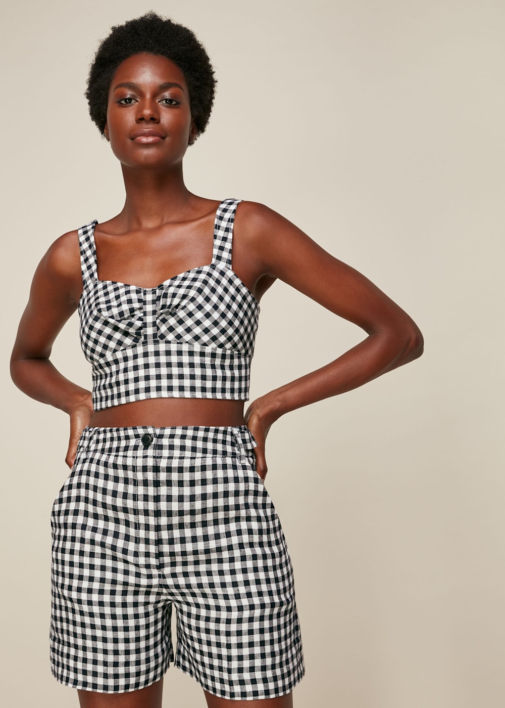 Black and white gingham pants sales