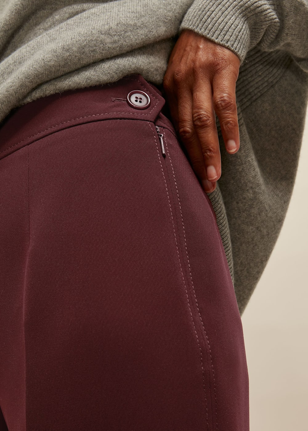 Burgundy cropped trousers clearance