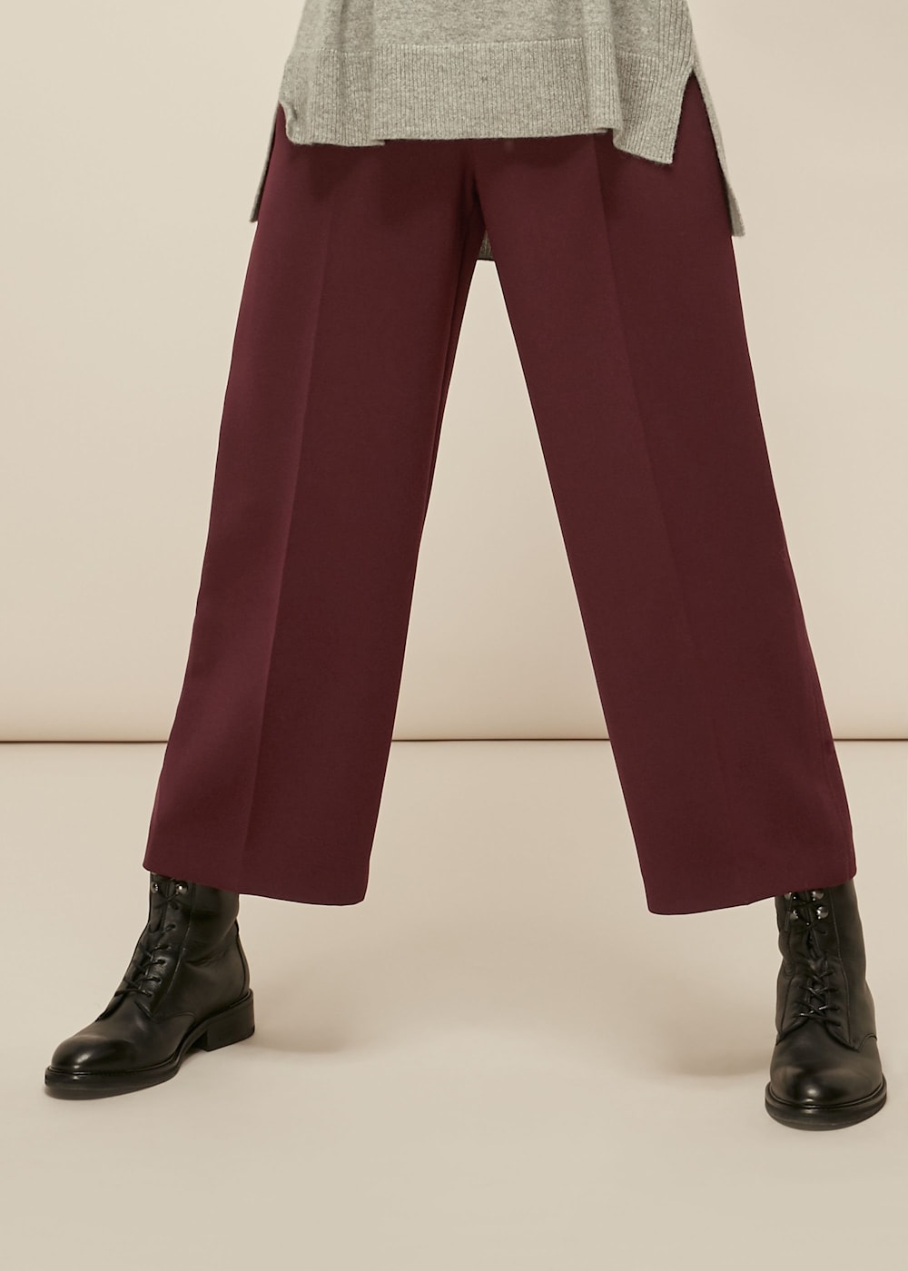 Burgundy crop pants online