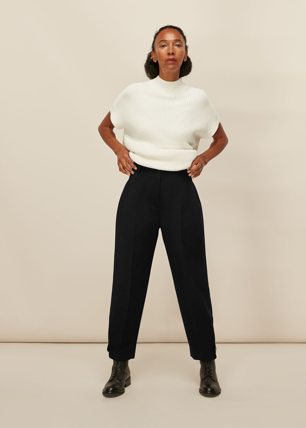 Black Paula Crepe Peg Trouser WHISTLES Whistles US