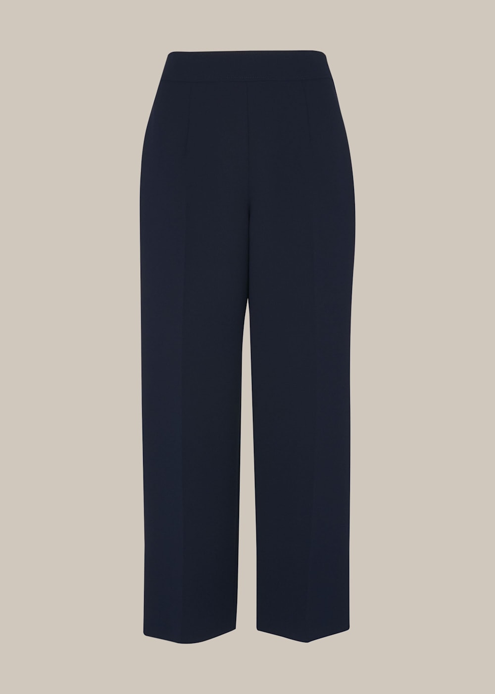 Navy Wide Leg Crop Trouser WHISTLES Whistles US