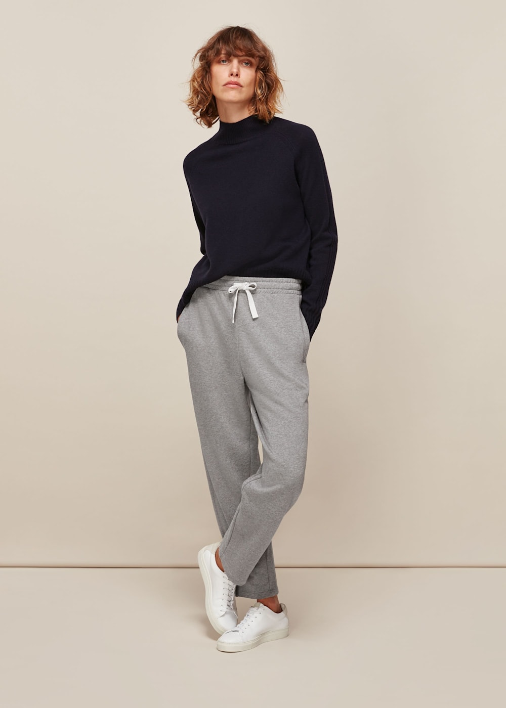 Grey Marl Barrel Leg Jogger WHISTLES Whistles UK