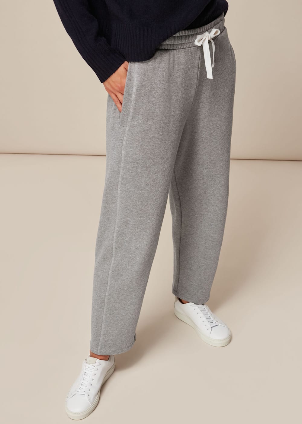 Grey Marl Barrel Leg Jogger WHISTLES Whistles UK