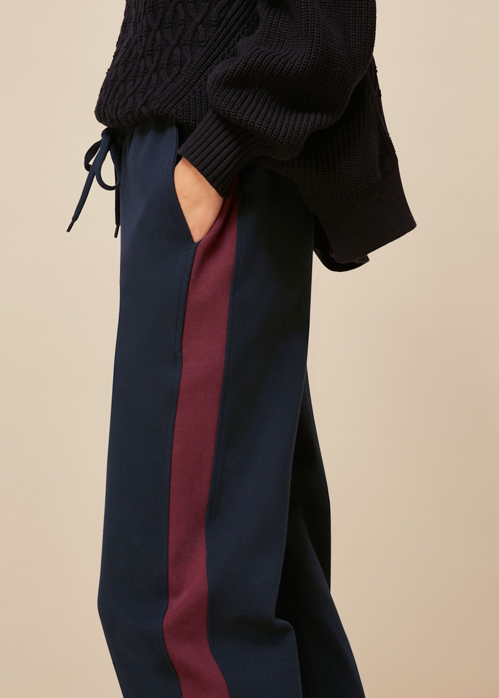 Navy Side Stripe Jogger WHISTLES Whistles UK
