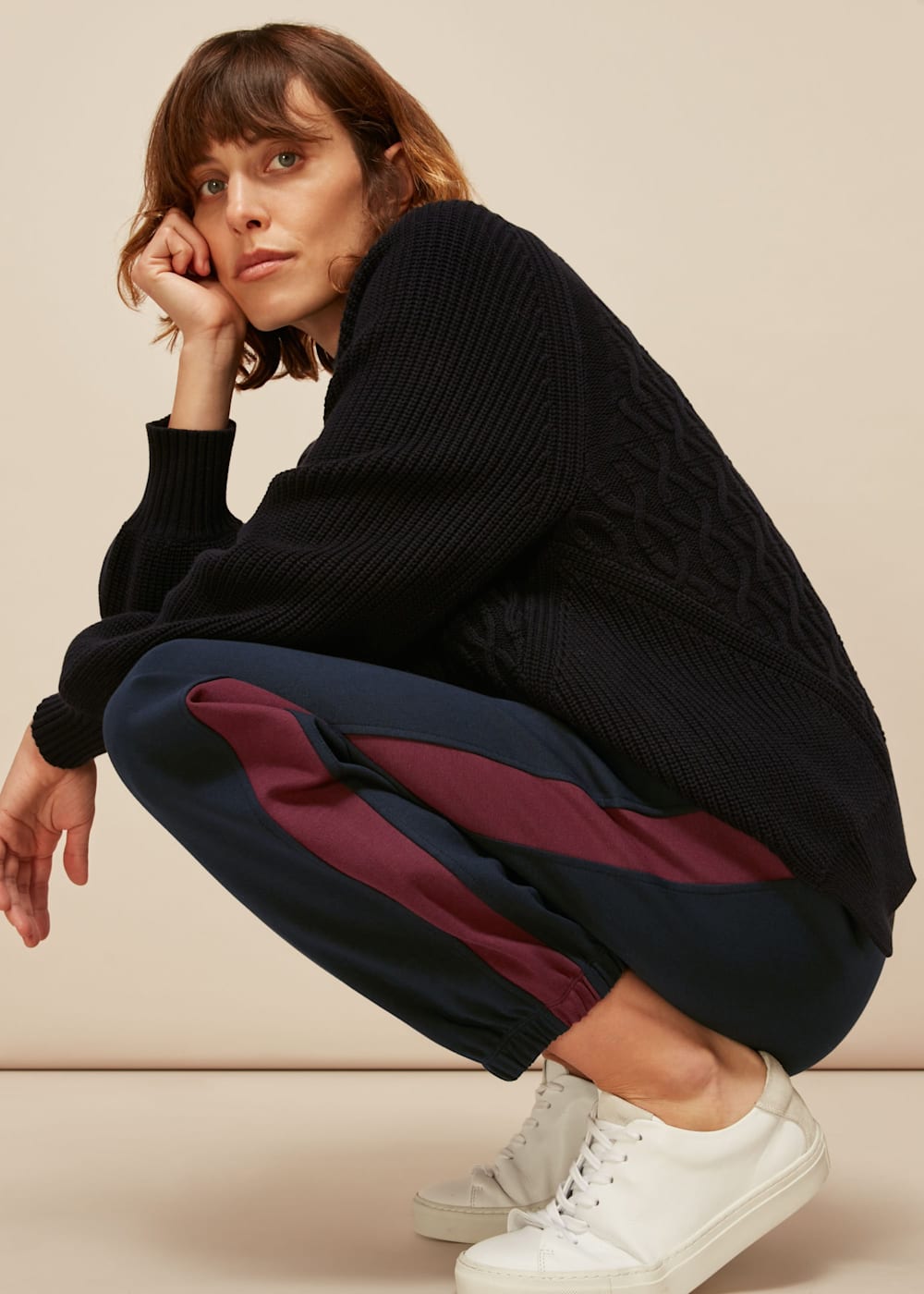 Navy Side Stripe Jogger WHISTLES Whistles UK
