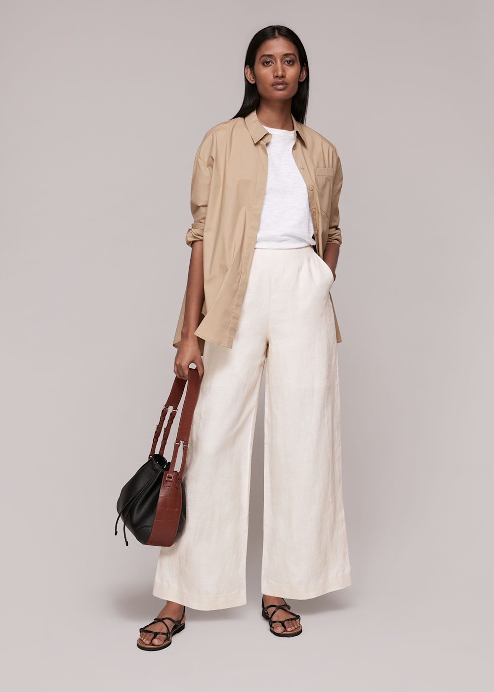 Wide linen trousers shop