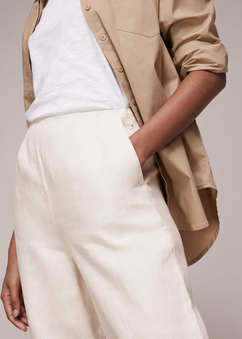 Whistles nina button linen dress 2025