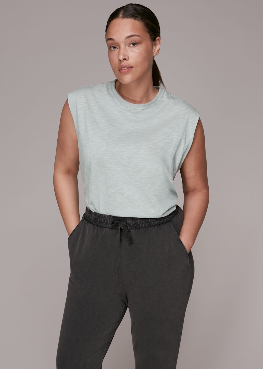 Washed Black Cropped Washed Jogger WHISTLES Whistles UK