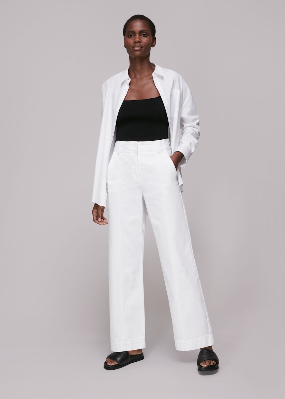 White Organic Full Length Trouser WHISTLES Whistles UK