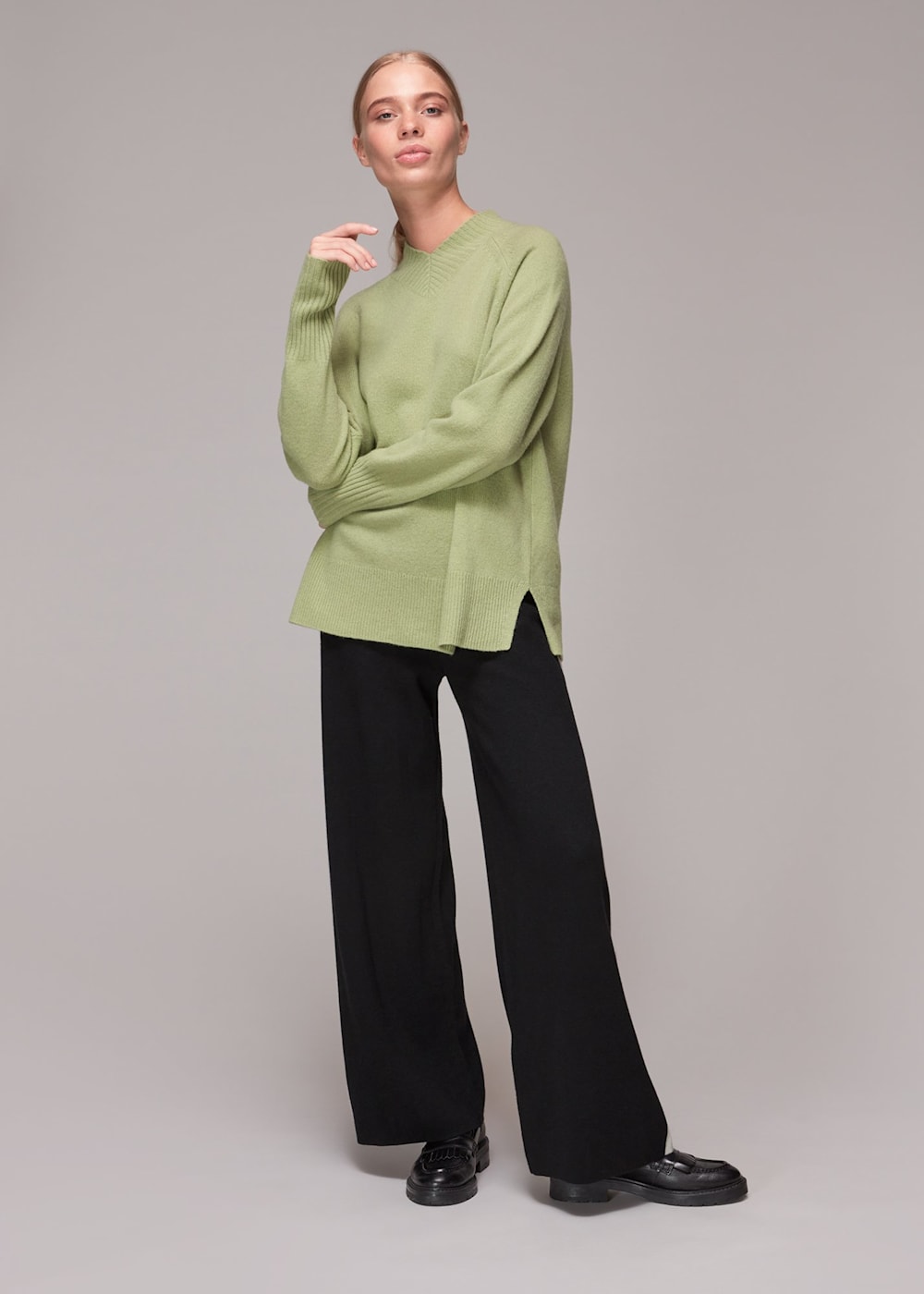 Black Knitted Side Stripe Trouser | WHISTLES | Whistles US | Black Knitted Side Stripe Trouser | WHISTLES | Whistles US |