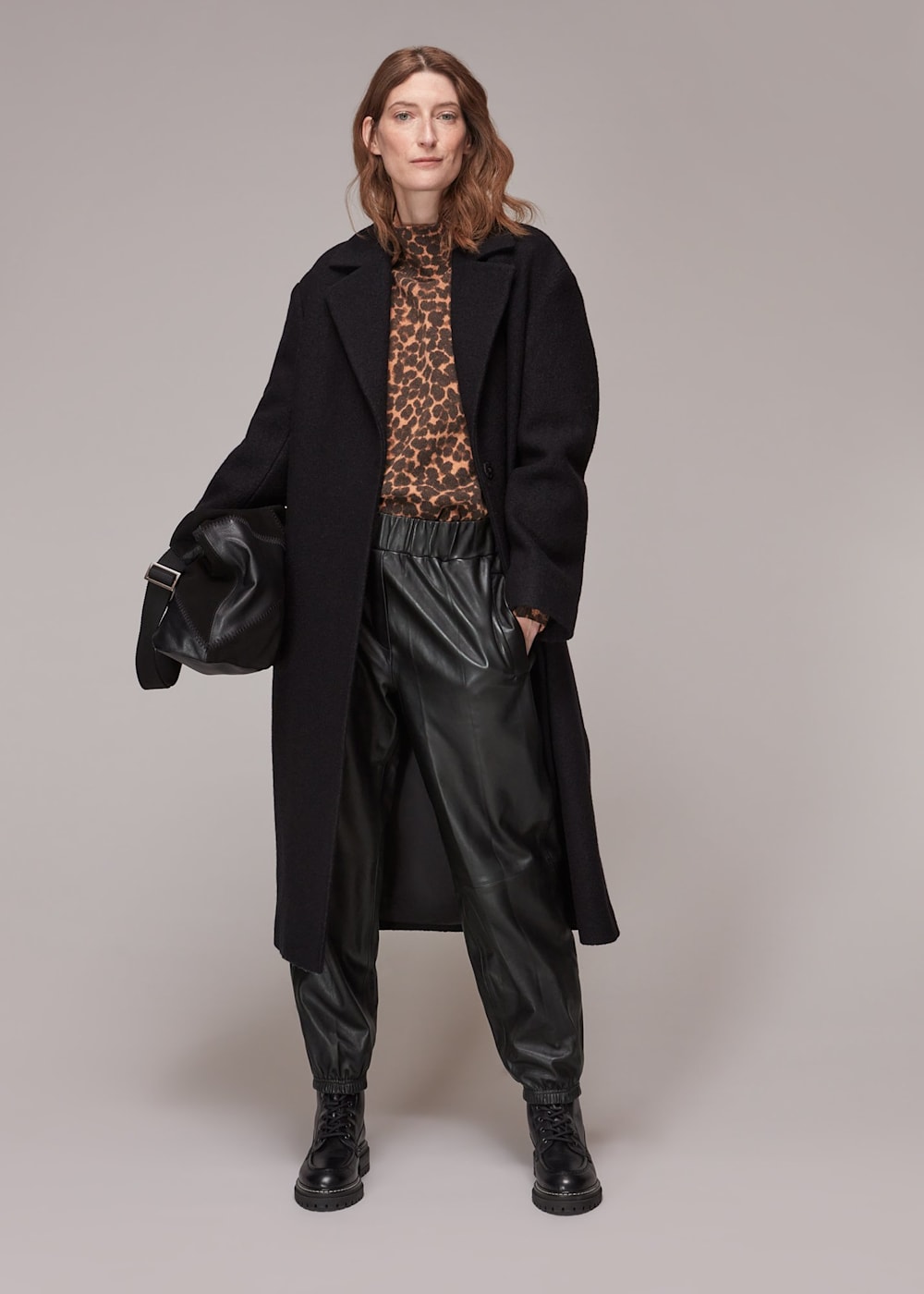 Leather cuffed trousers store