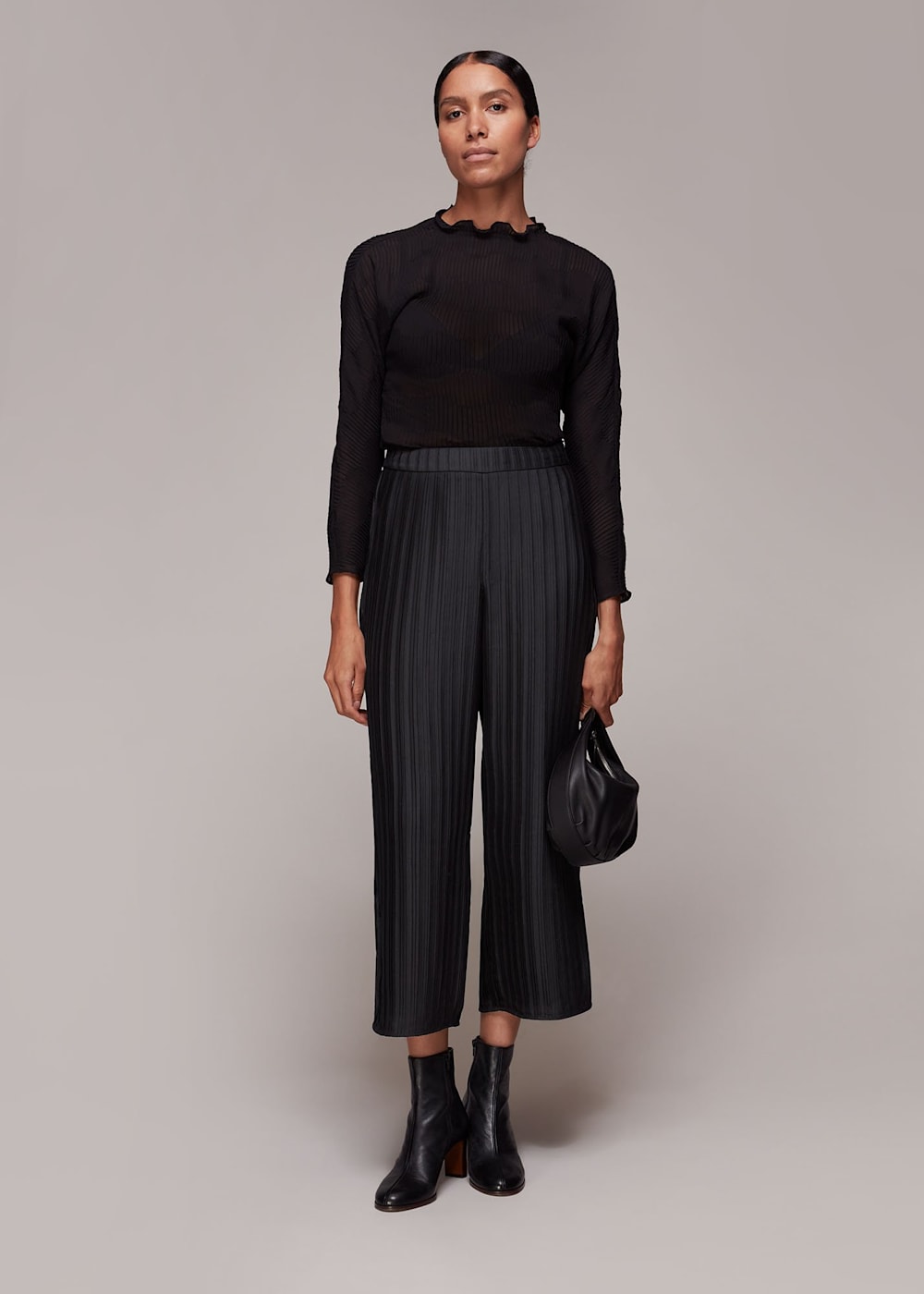 Cropped plisse trousers best sale