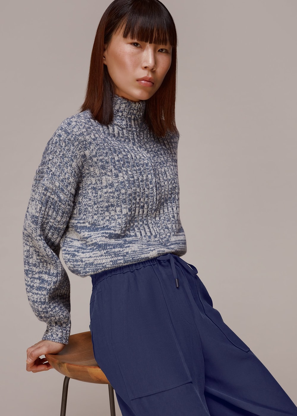 MUSINSA | BENSIMON 3 TUCK SET UP WIDE PANTS - NAVY
