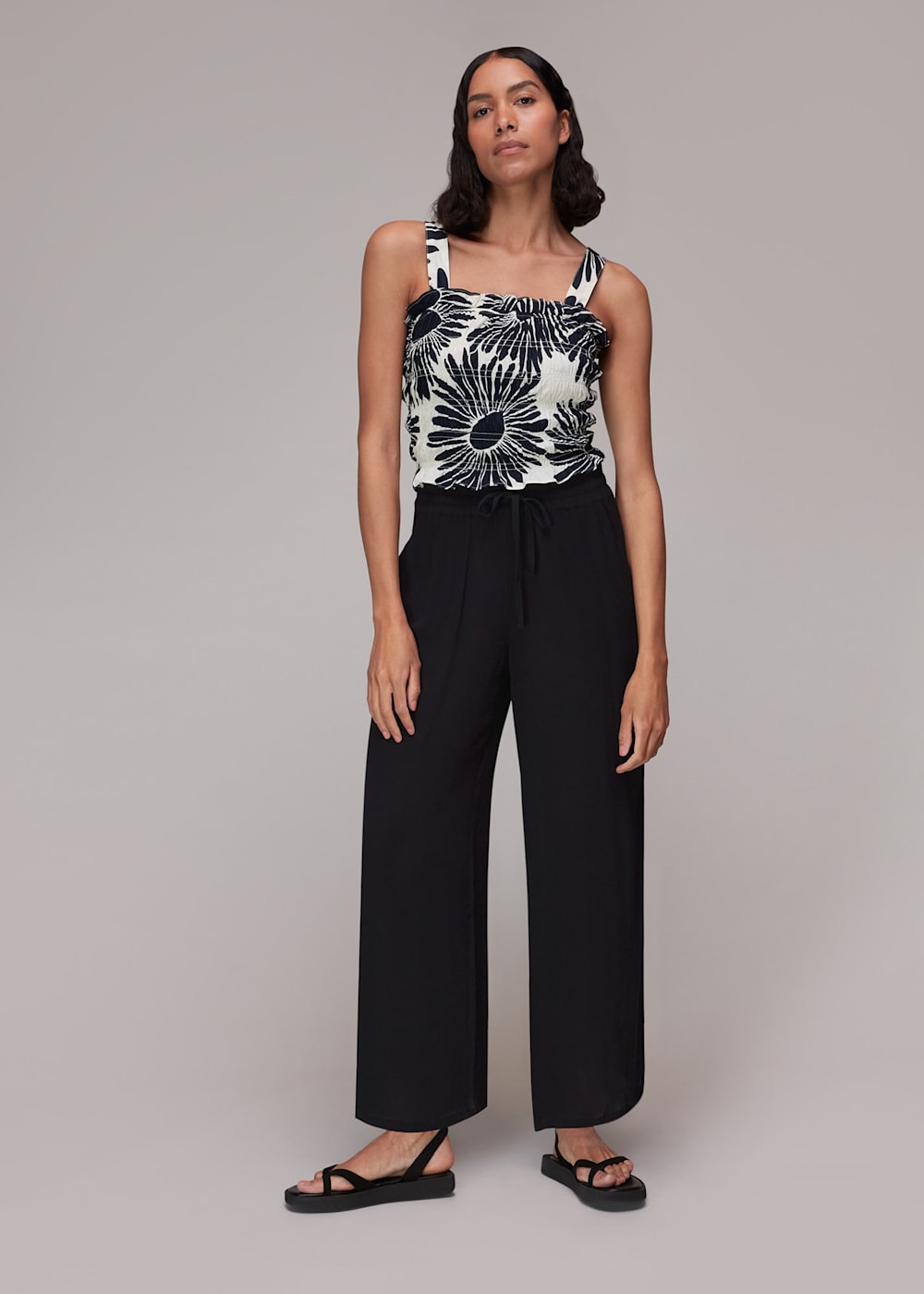 Black Imogen Fluid Cropped Trouser WHISTLES Whistles UK