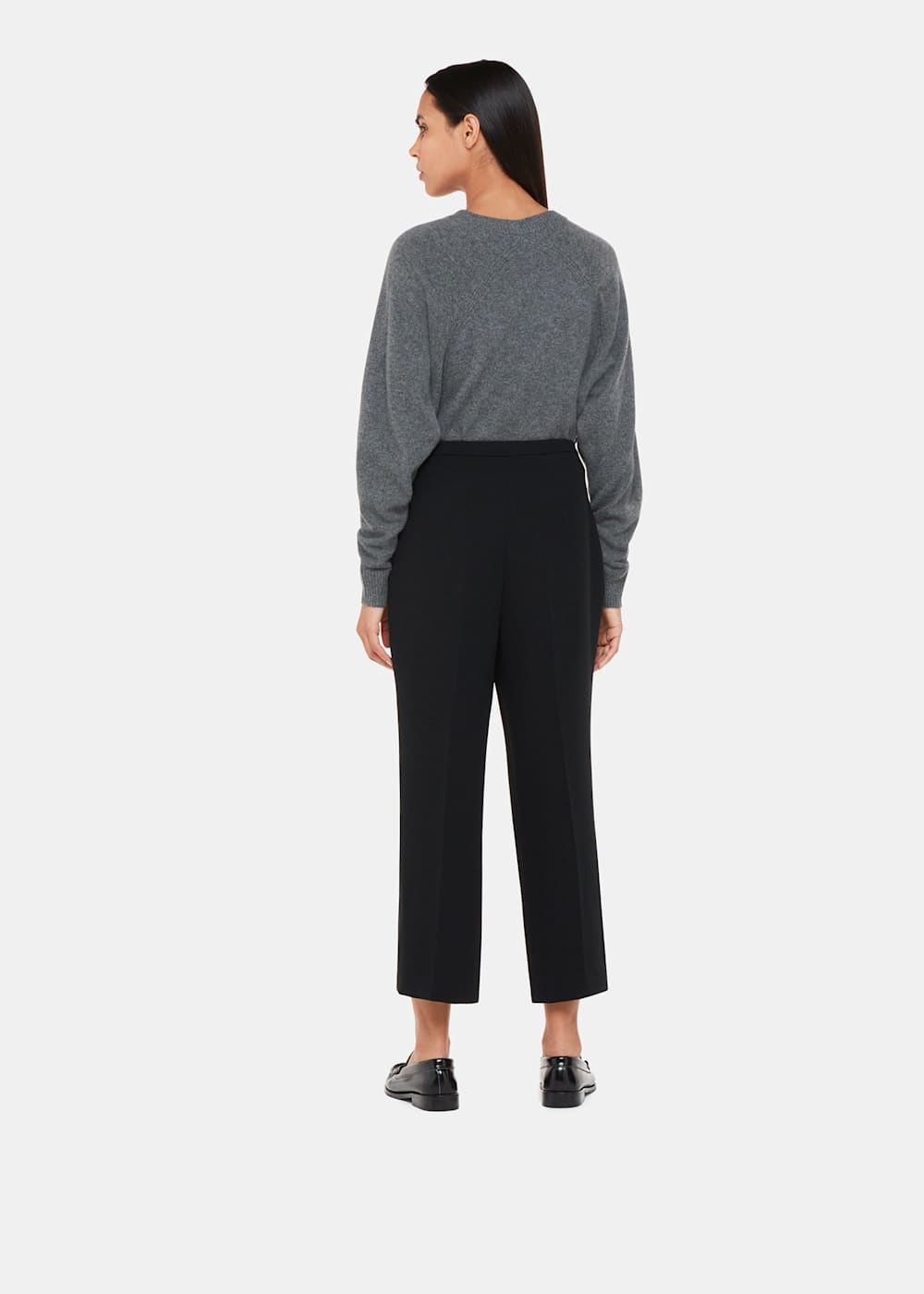 Black Wide Leg Cropped Trouser WHISTLES Whistles UK