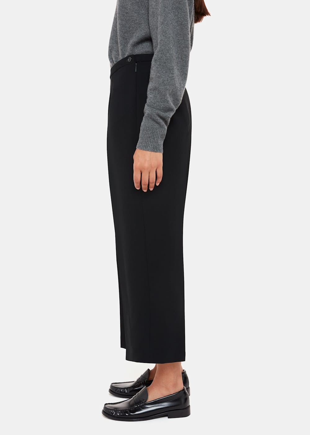 Ladies black wide leg cropped trousers hotsell