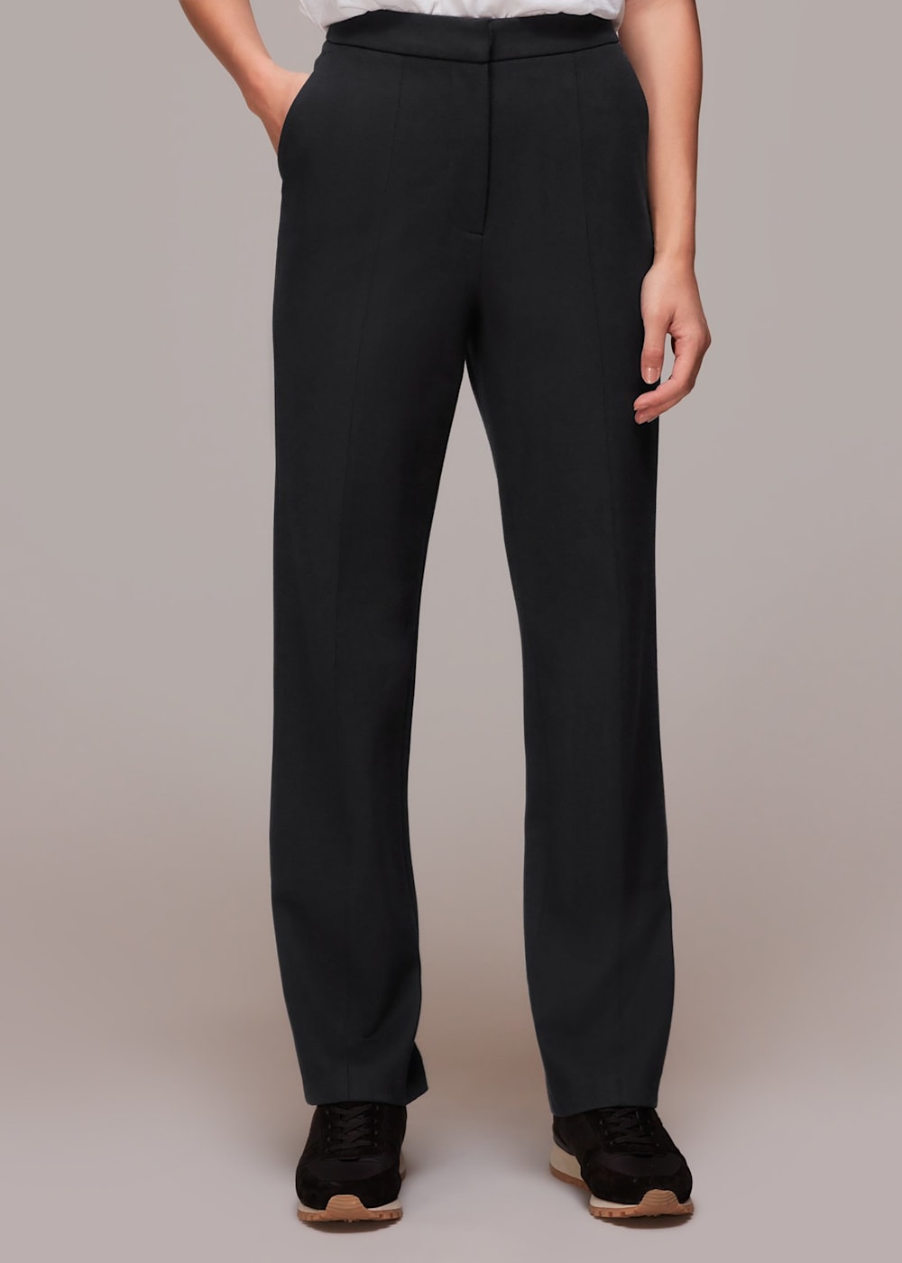 Black Ponte Slim Leg Trouser WHISTLES Whistles UK