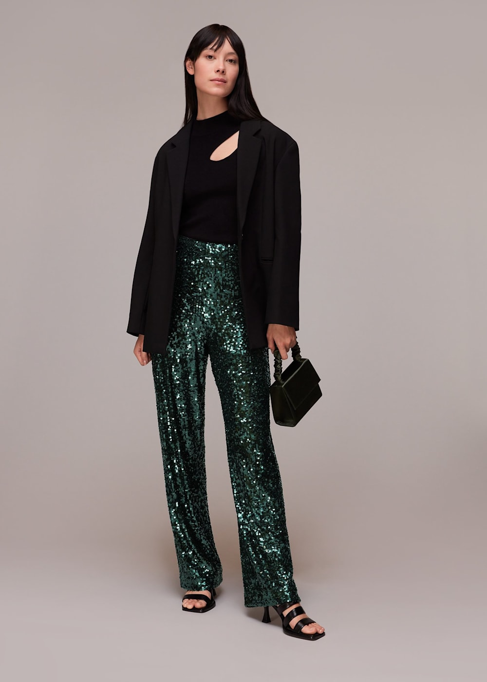 Dark Green Petra Sequin Trouser WHISTLES Whistles US
