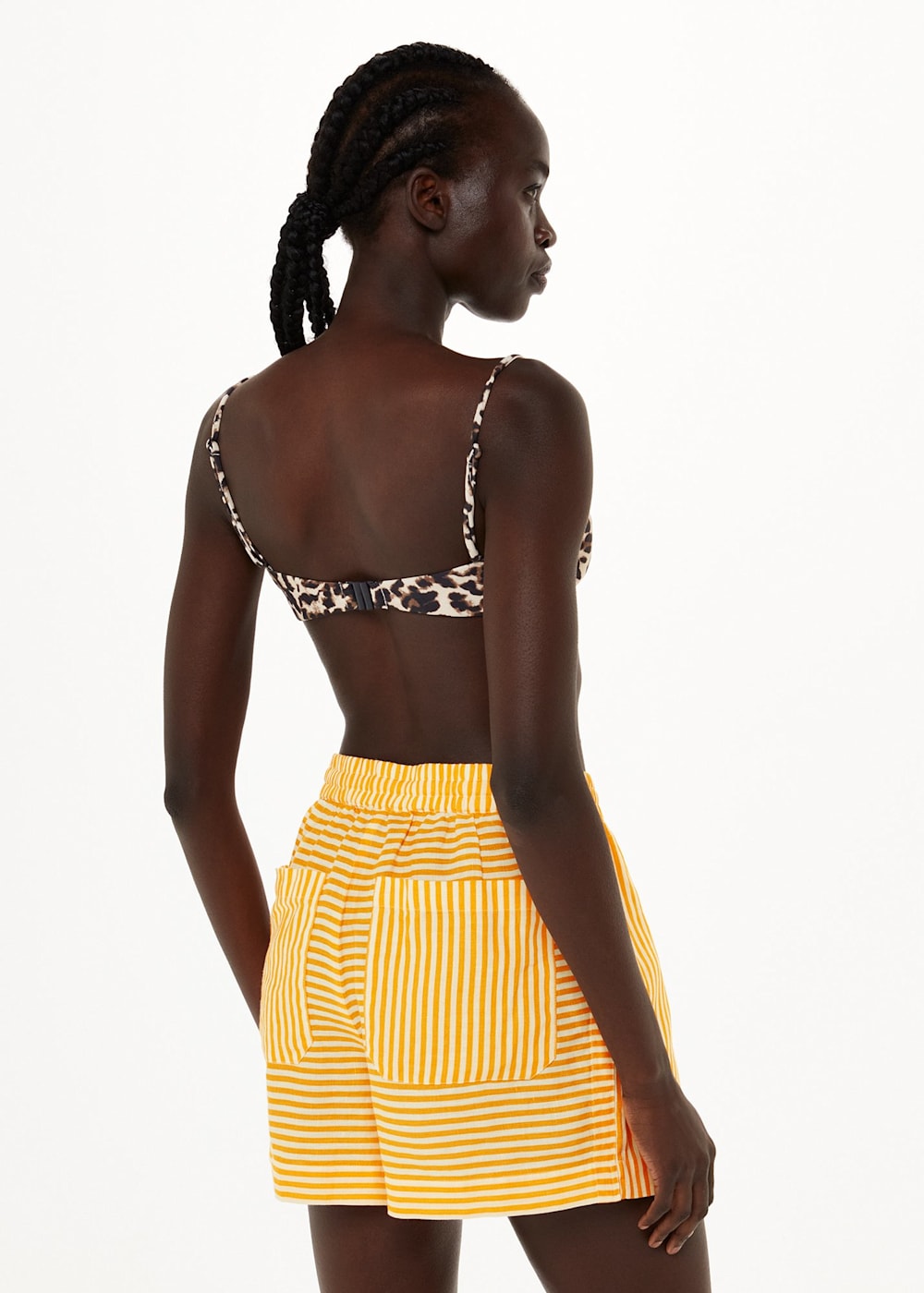 Yellow striped shorts online