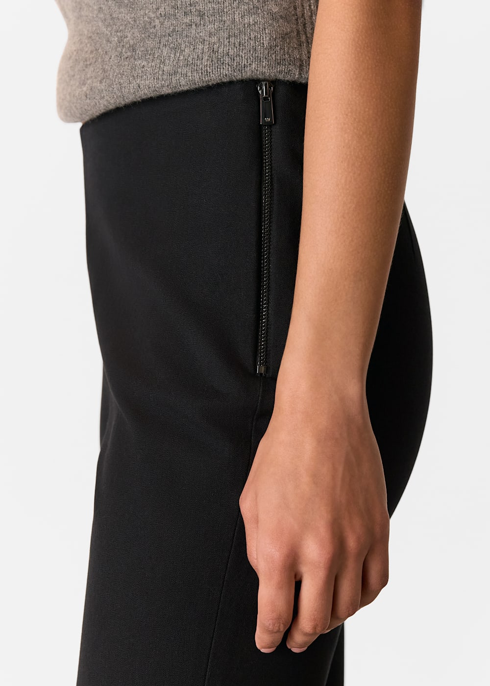 Side zip stretch trousers clearance