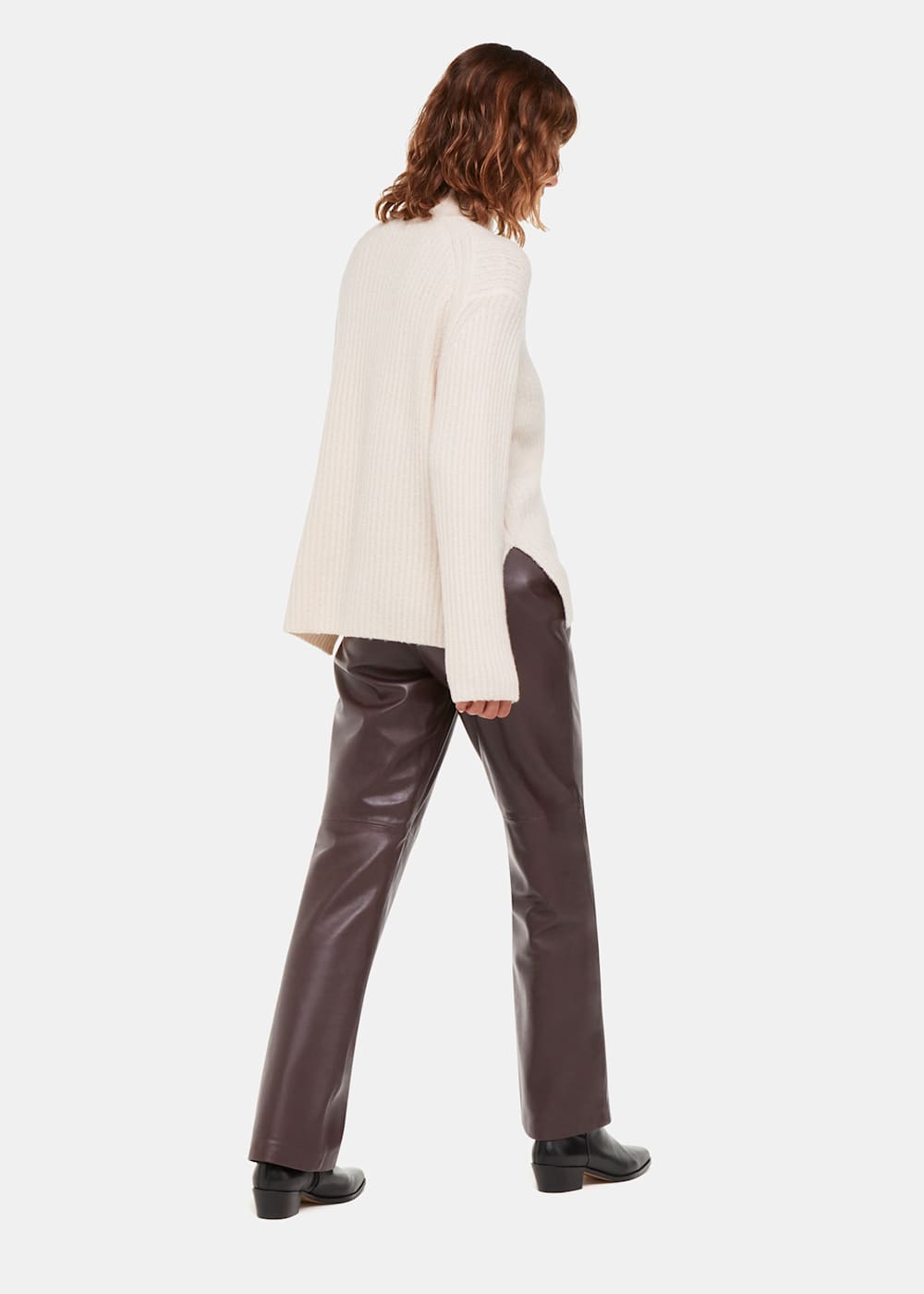 Chocolate leather pants sales