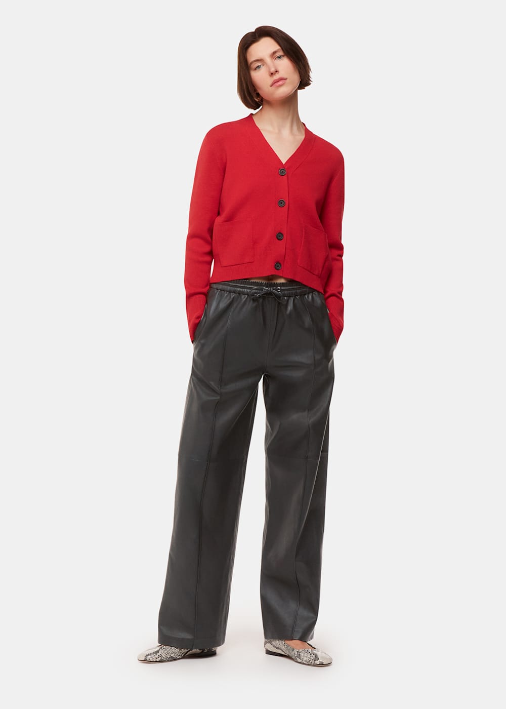 Elasticated leather trousers store