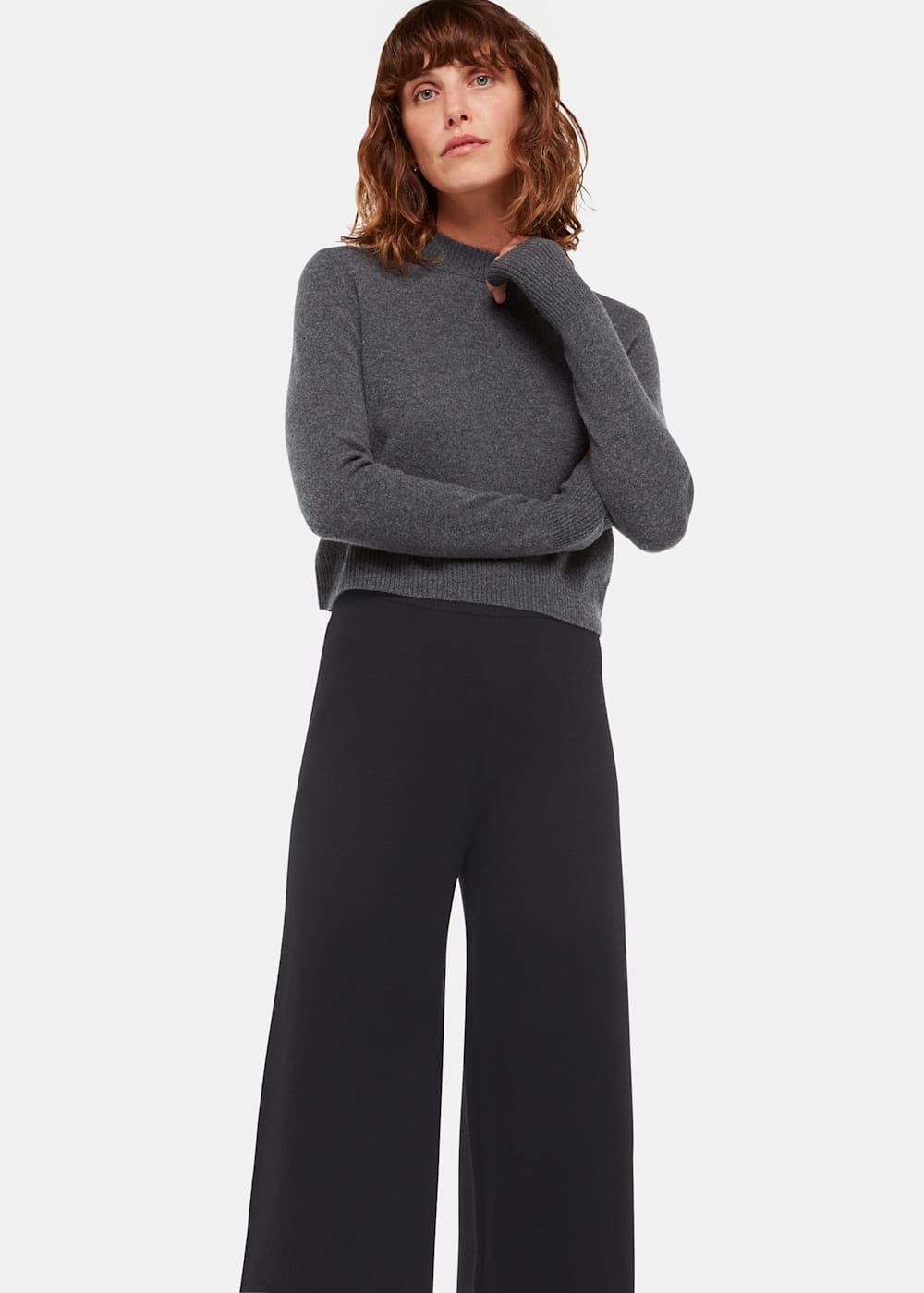 Knit wide leg trousers online
