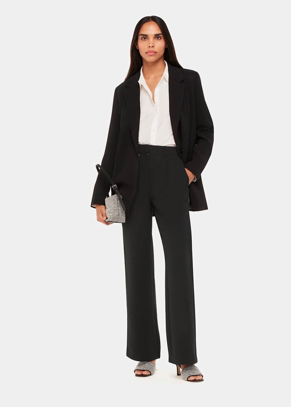 Satin stripe trousers clearance