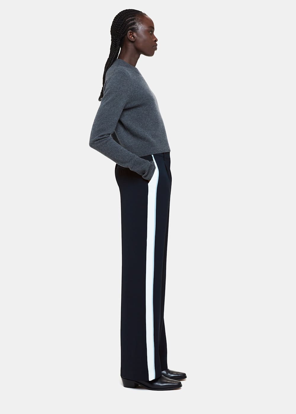 Blue Multi Crepe Side Stripe Trouser WHISTLES Whistles UK
