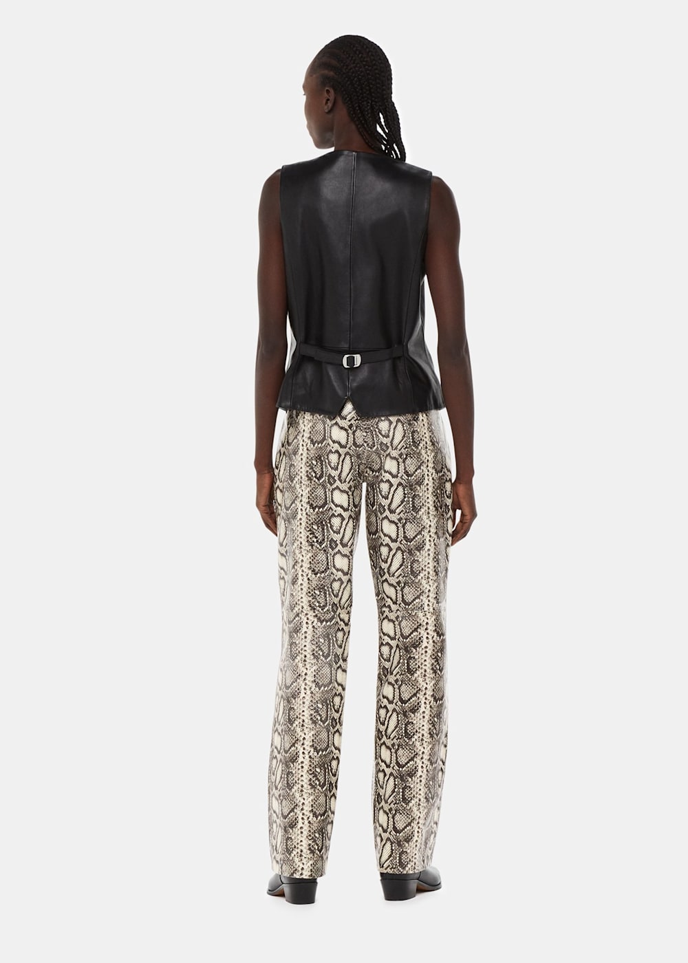 Multicolour Snake Print Leather Trousers WHISTLES Whistles US