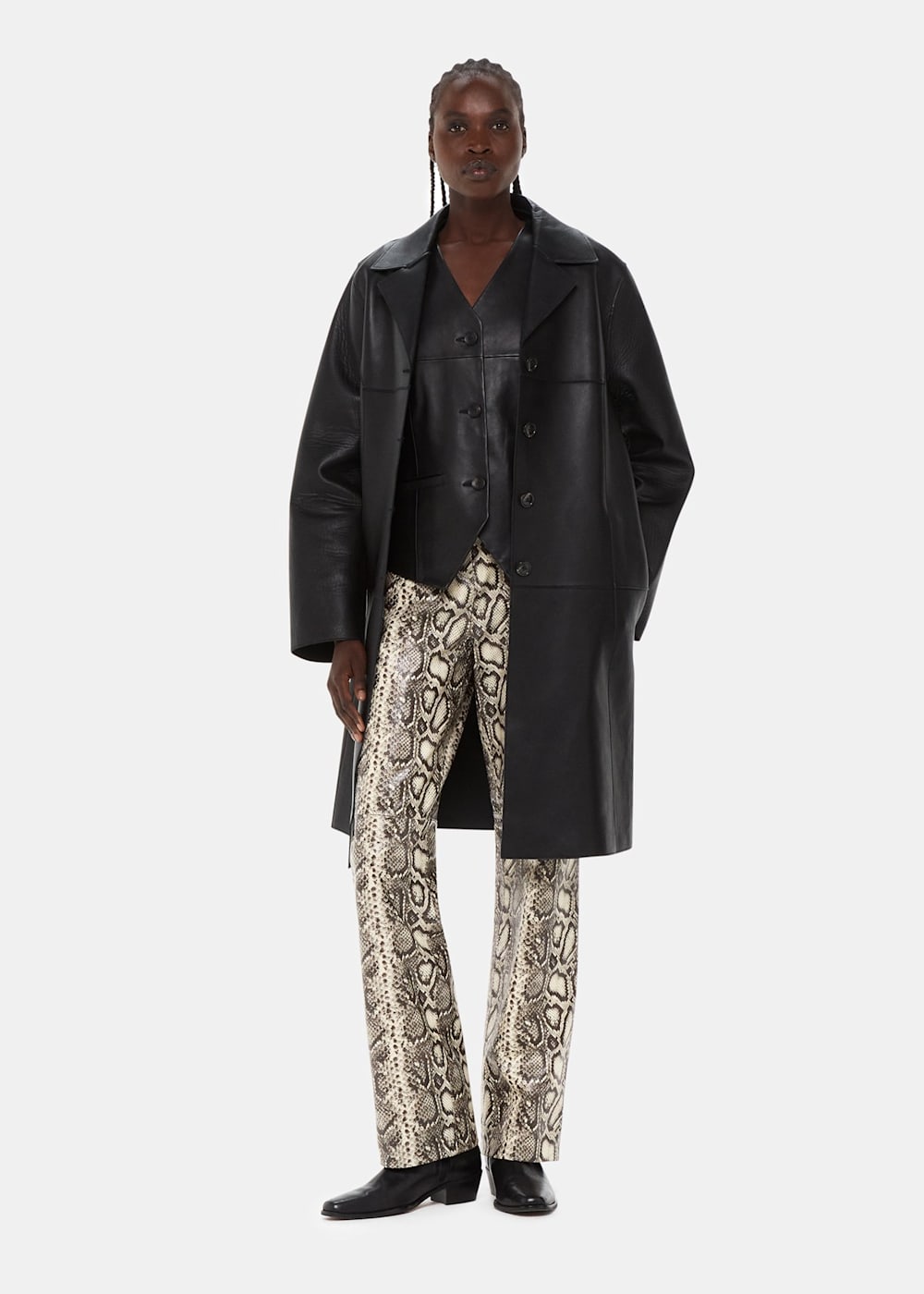 Multicolour Snake Print Leather Trousers WHISTLES Whistles UK